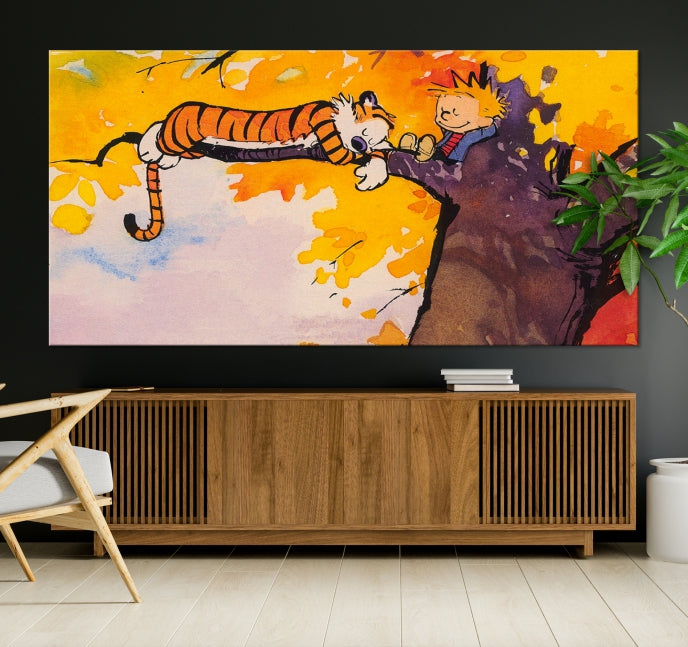 Art mural de dessin animé Calvin et Hobbes Impression sur toile