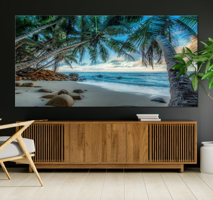 Large Tropical Beach Wall Art Ocean Canvas Print