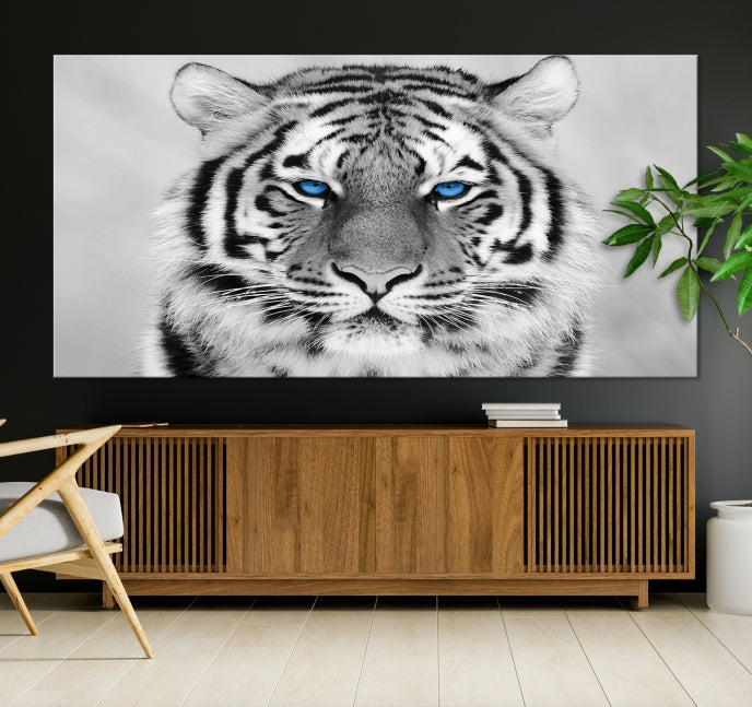 Impression sur toile d'animal d'art mural de tigre noir et blanc