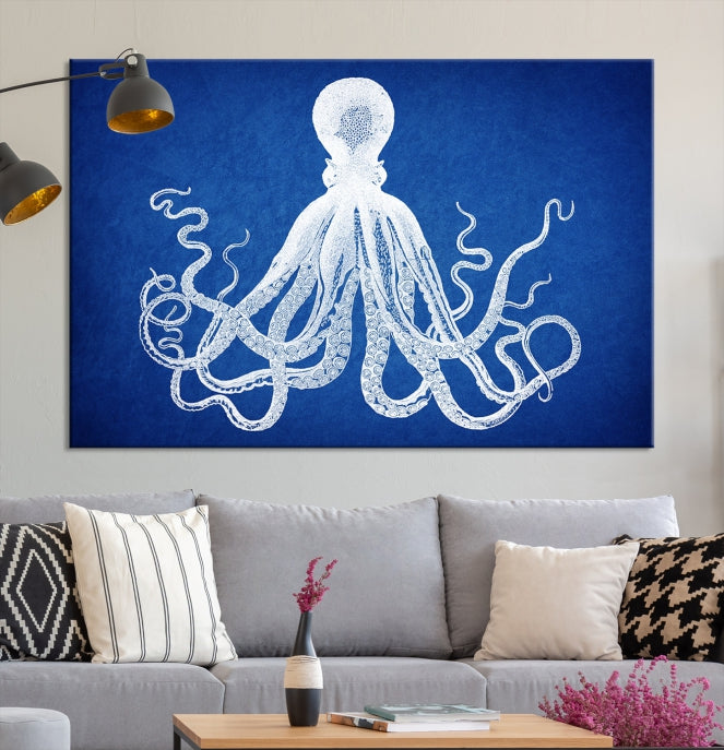 Impression sur toile de poulpe bleu, Art mural, impression artistique de poulpe