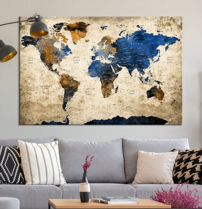 Grande carte du monde Impression sur toile