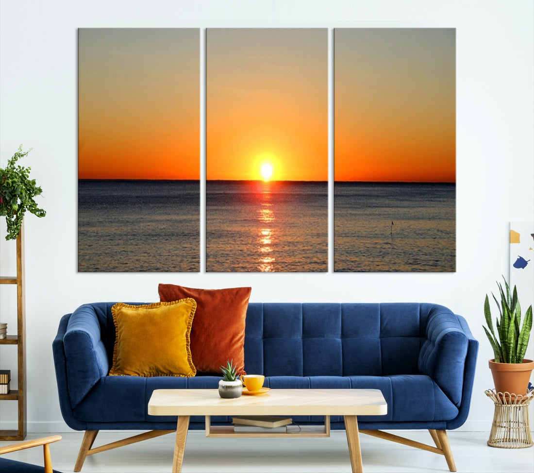 Sunset and Sea Ocean Night Large Wall Art Canvas Print