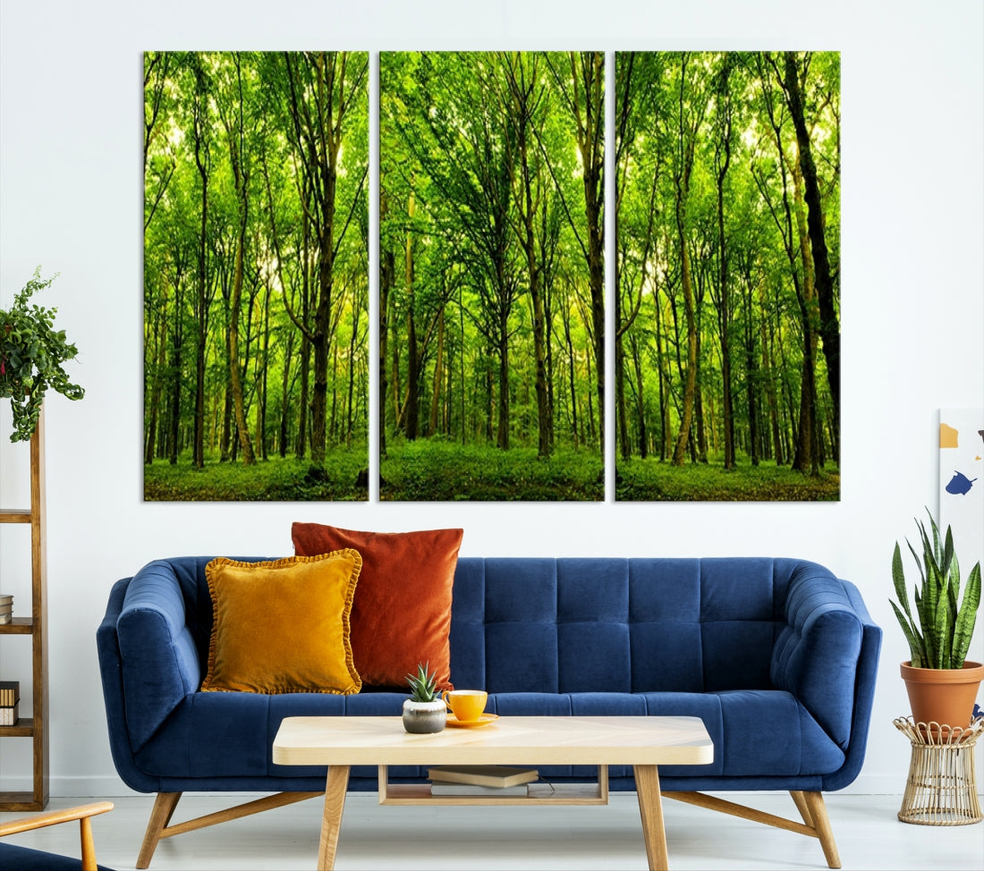 Large Wall Art Landscape Canvas Print - Panoramic View of a Green Forest