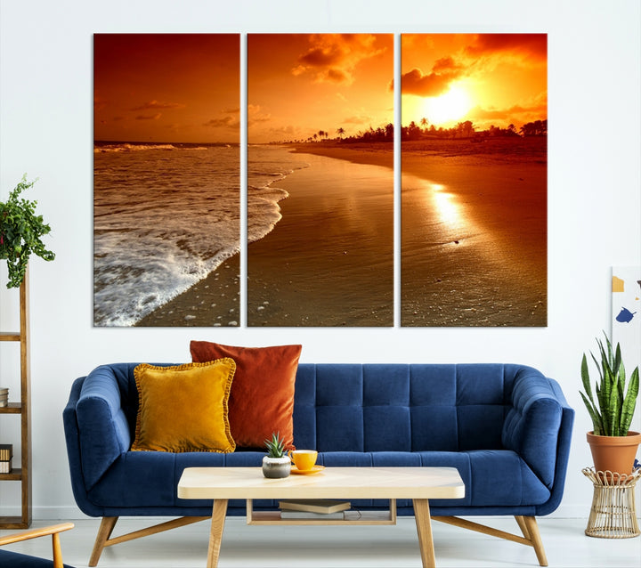 Wall Art Beautiful Beach Landscape at Sunset in Tropical Island Canvas Print