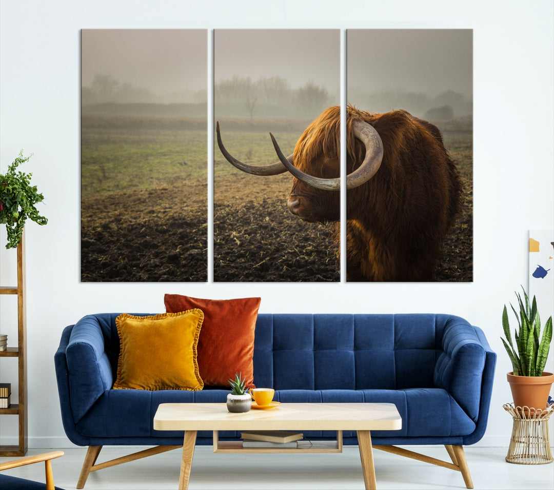 Impression sur toile d’art mural en corne de grande vache
