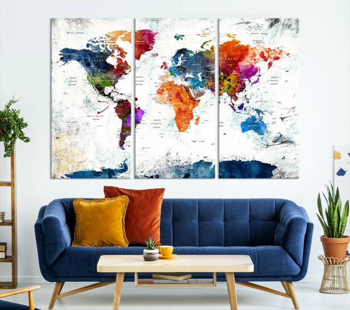 Pastel Map of World Canvas Print