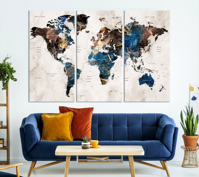 Impresión de arte de pared de mapa mundial grande