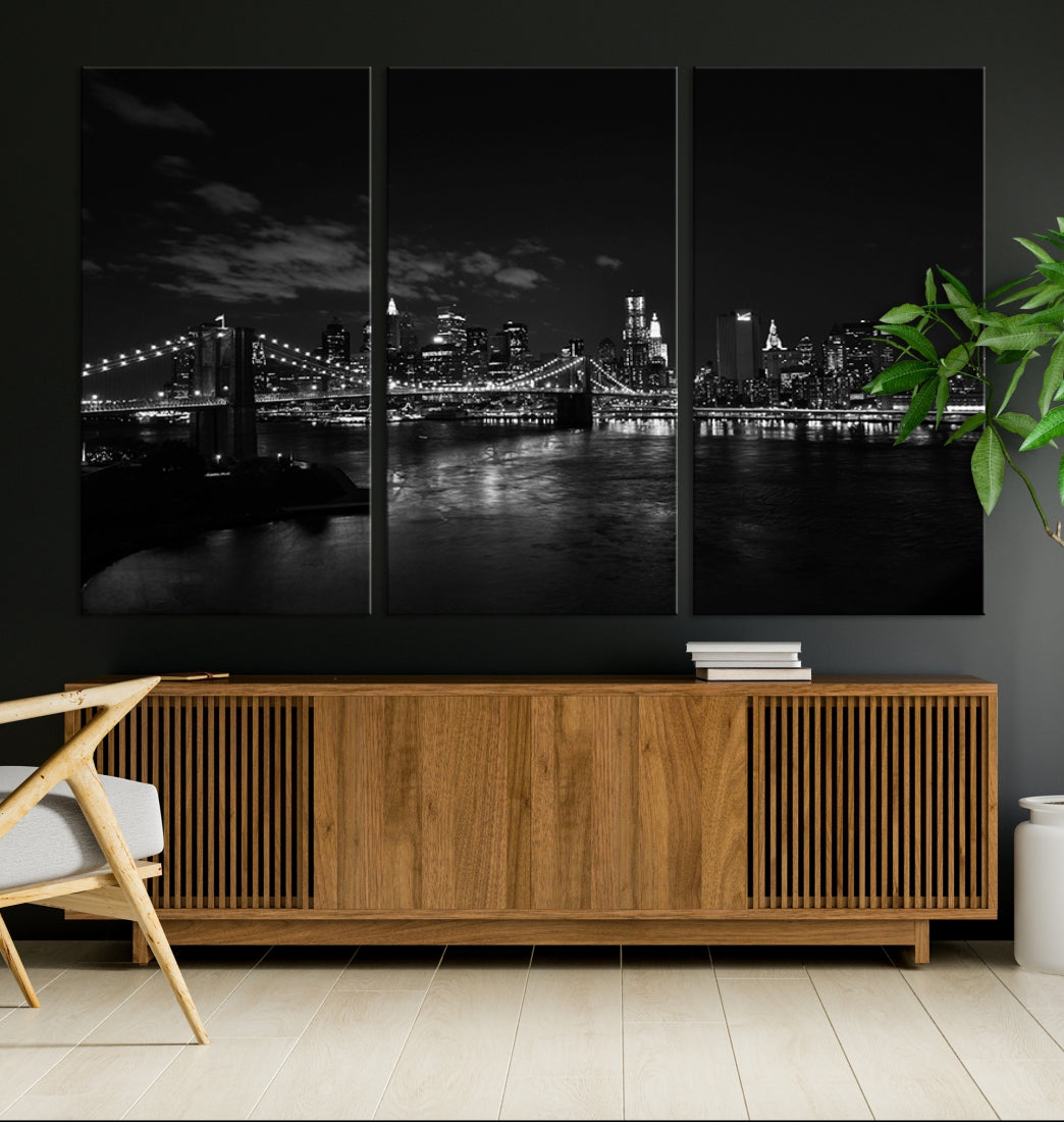 NEW YORK Impressions sur toile Impression noir et blanc du pont de Brooklyn