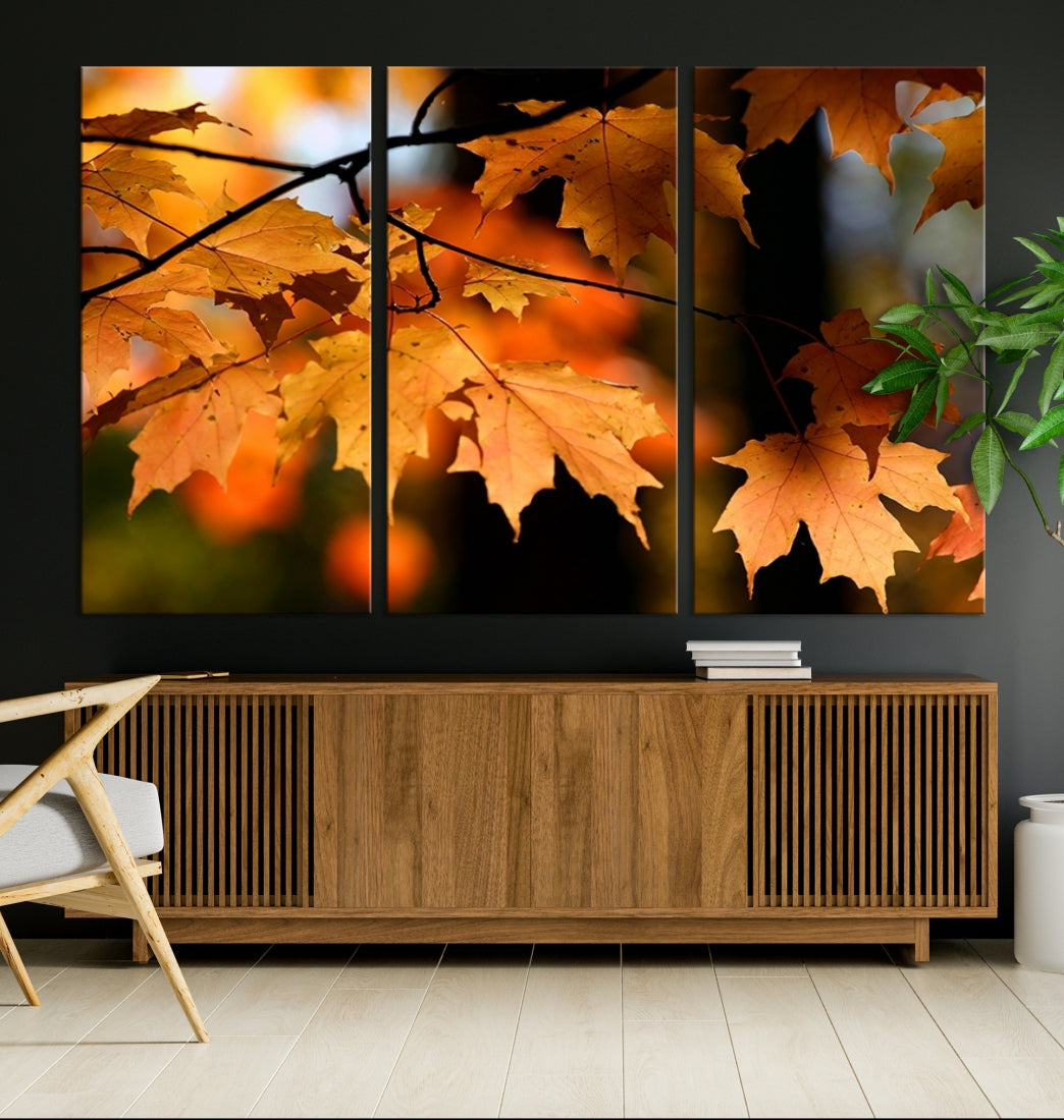 62043 - Arte de pared grande Hojas amarillas en un árbol en otoño Impresión en lienzo