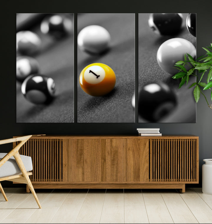 Black and White Concept Billiard Balls Canvas Print