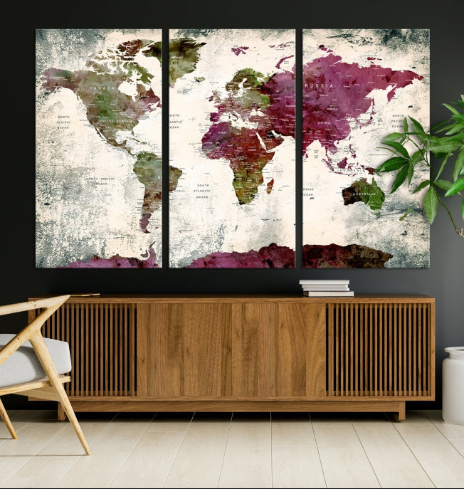 World Map Wall Art Canvas Print Wall Art