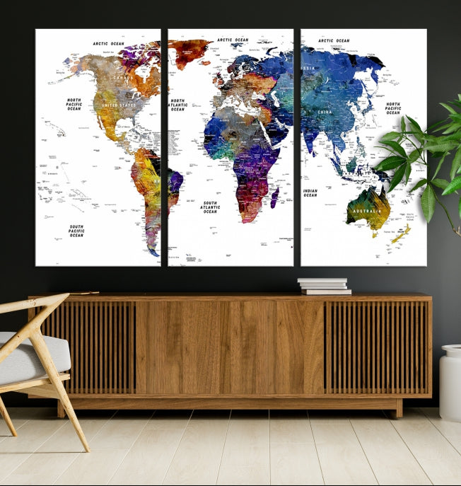 Carte du monde scolaire Impression sur toile
