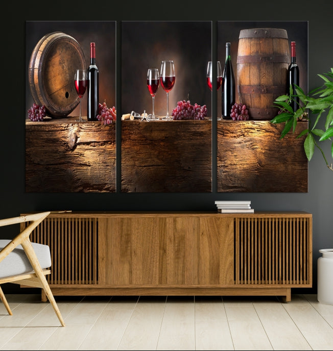 Wine and Barrels Wall Art Canvas Print