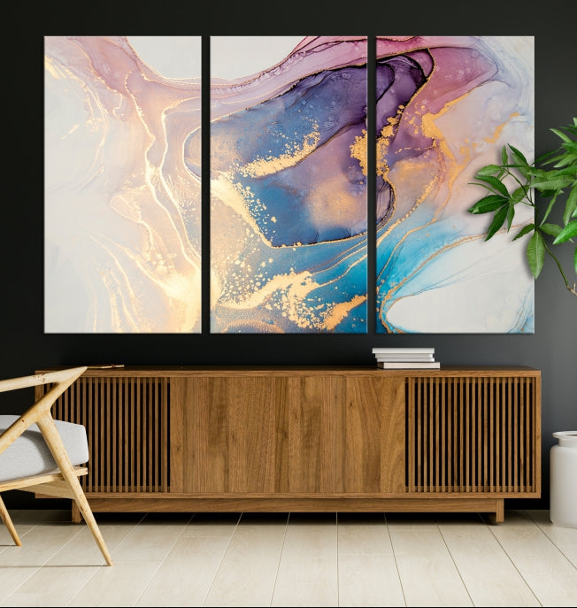 Colorful Marble Fluid Effect Large Wall Art Modern Abstract Canvas Wall Art Print