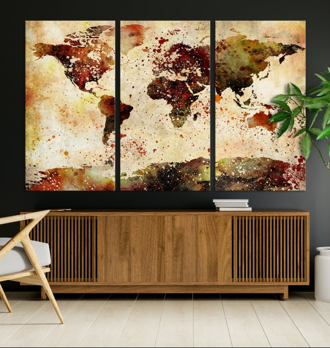 Mapa del mundo grande Arte de la pared Pintura con tinta Mapa del mundo Lienzo