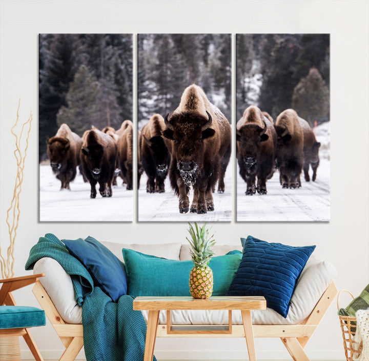 Impression sur toile d’art mural de buffle, impression sur toile d’art mural de bison