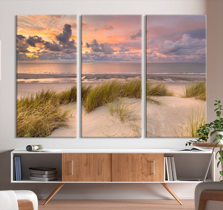 Arte de la pared de la playa Impresión del lienzo Impresión de la obra de arte del atardecer Arte de la pared costera