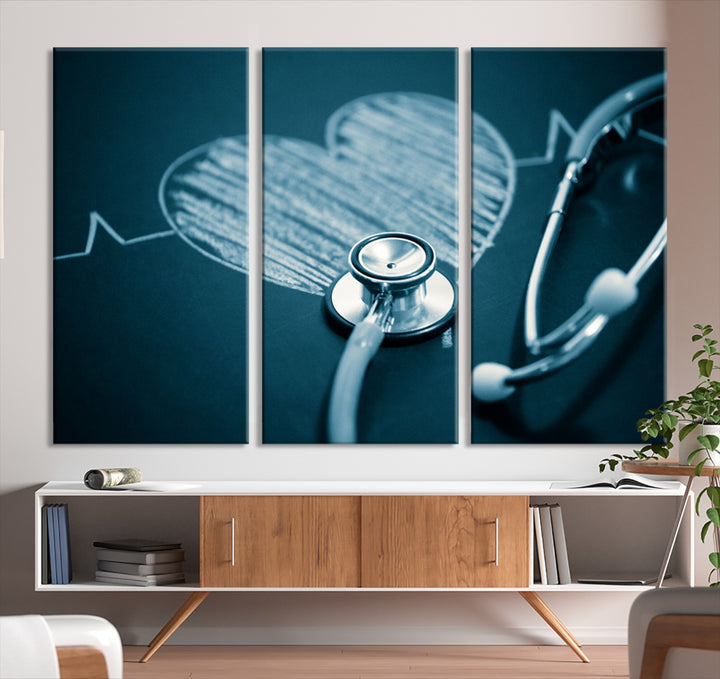 Stethoscope Wall Art Canvas Print Doctor Health Artwork Print Coastal Wall Art
