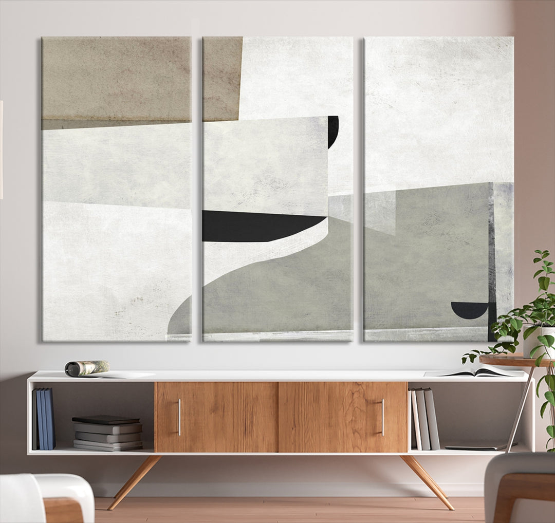 Arte abstracto de la pared de figuras grises marrones Lienzo