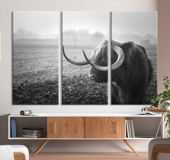 Cow Wall Art Canvas Print, Buffalo Wall Art Canvas Print, Texas Cow Horn Artwork Print