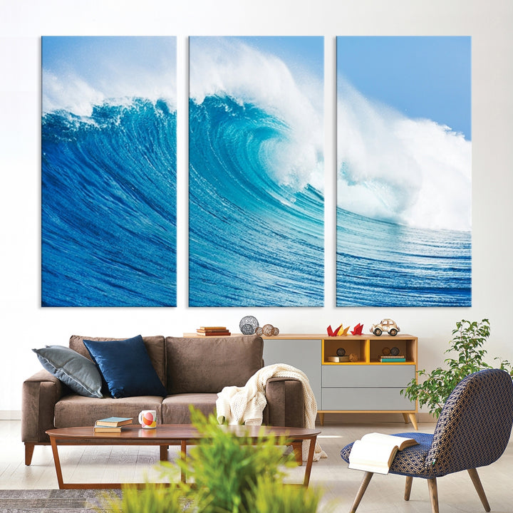 Wall Art Canvas Print Bright Wave on Ocean Surfing Wave Wall Art