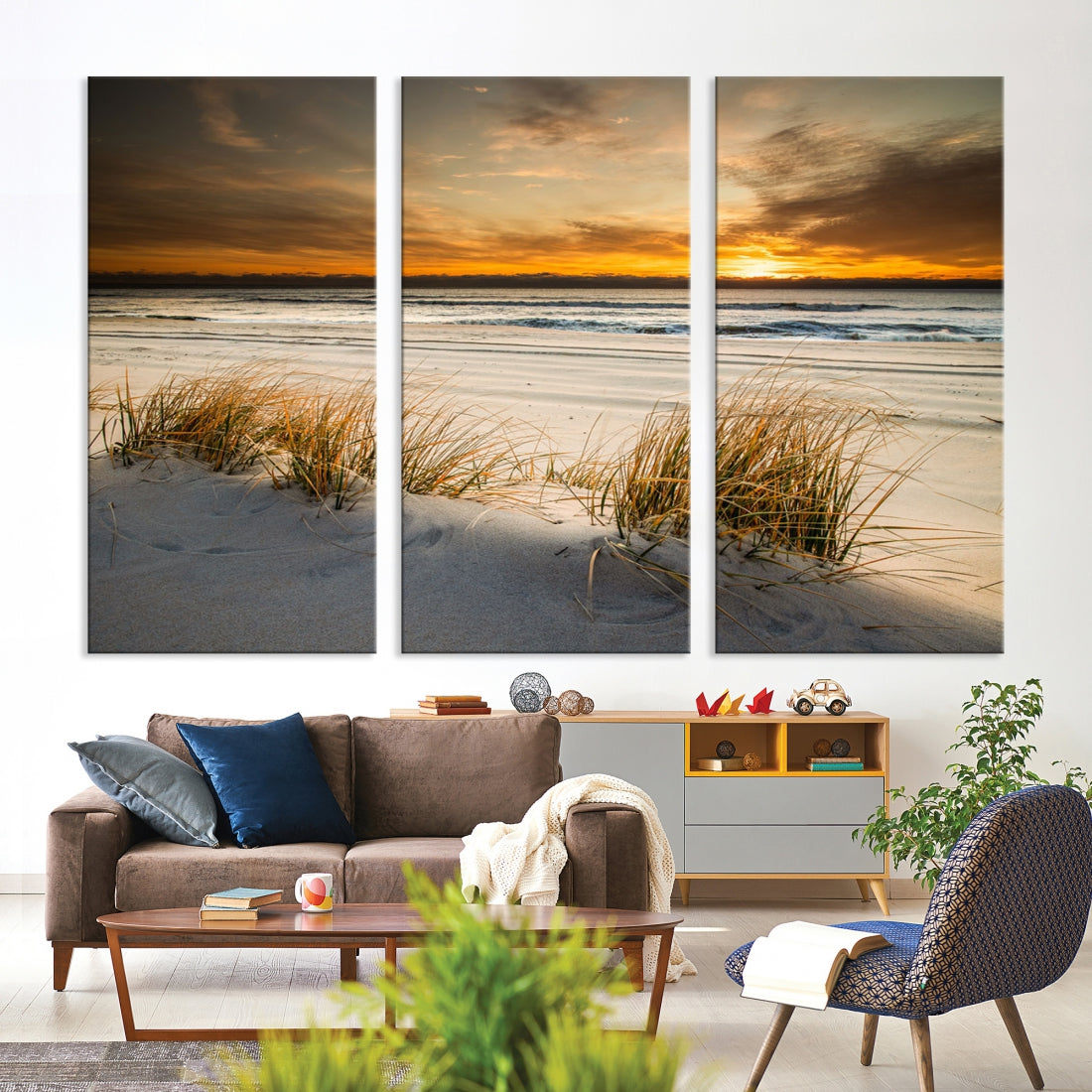 85917 - Ocean Beach Wall Art Canvas Print Sunset Artwork Print Coastal Wall Art