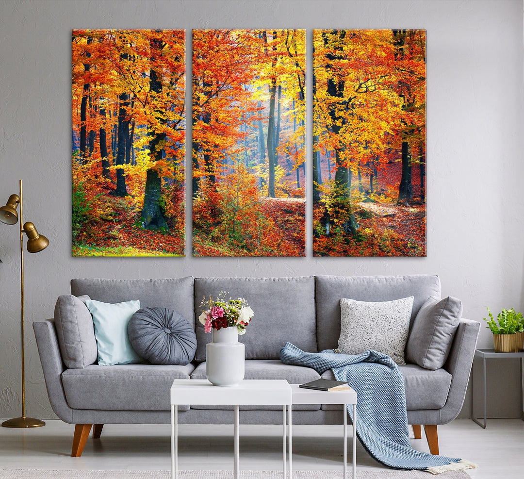 Art mural d’impression sur toile de forêt d’automne