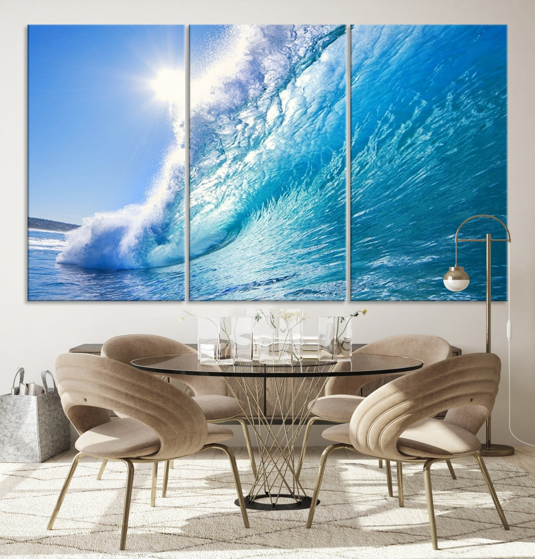 Arte de pared grande con impresión en lienzo de ola de mar, arte de pared, ola en el océano, impresión en lienzo para comedor, decoración para sala de estar