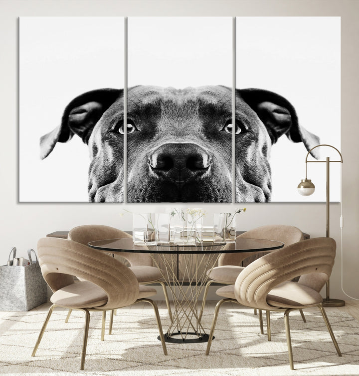 Arte de pared de perro pitbull blanco y negro Lienzo