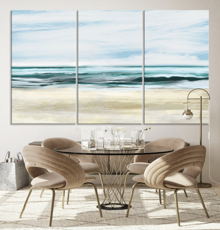 Impression sur toile d’art mural abstrait océan
