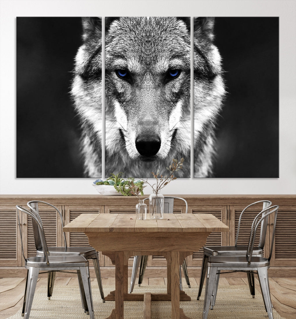 Arte de pared de lobo salvaje en blanco y negro Lienzo