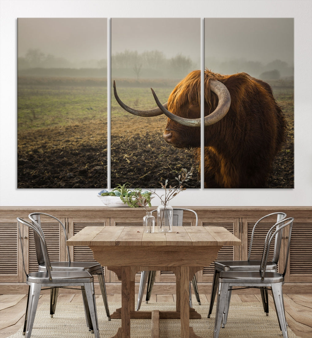 Big Cow Horn Wall Art Canvas Print