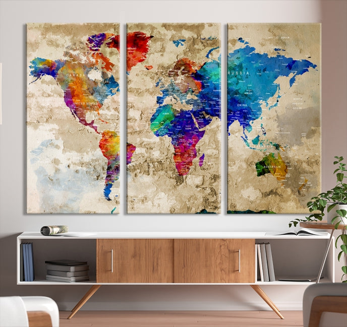World Map on Canvas, Canvas large map, Wall art map, INTRODUCTORY PRIC –  Capital Canvas Prints