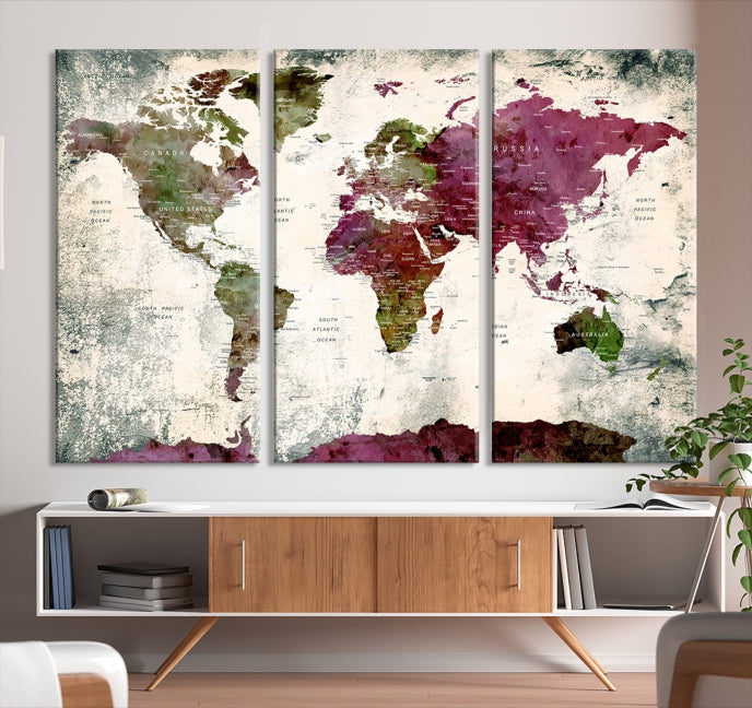 World Map Wall Art Canvas Print Wall Art