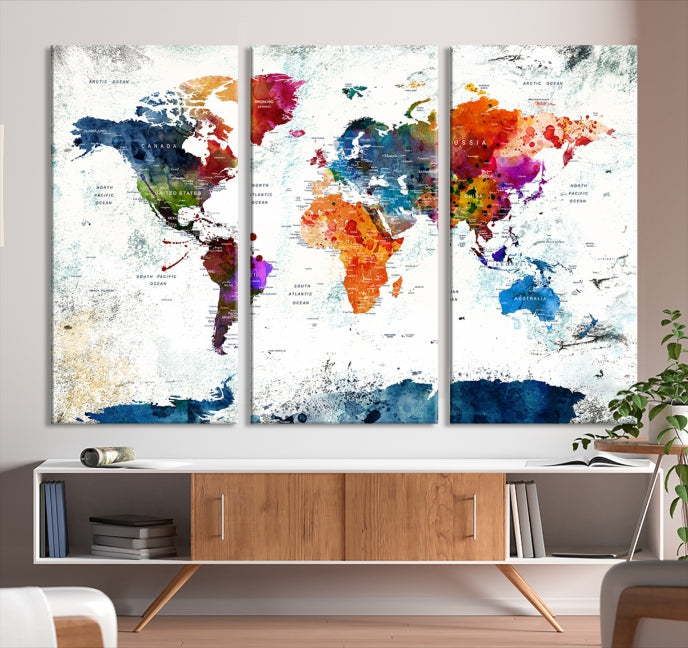 Carte pastel du monde Impression sur toile