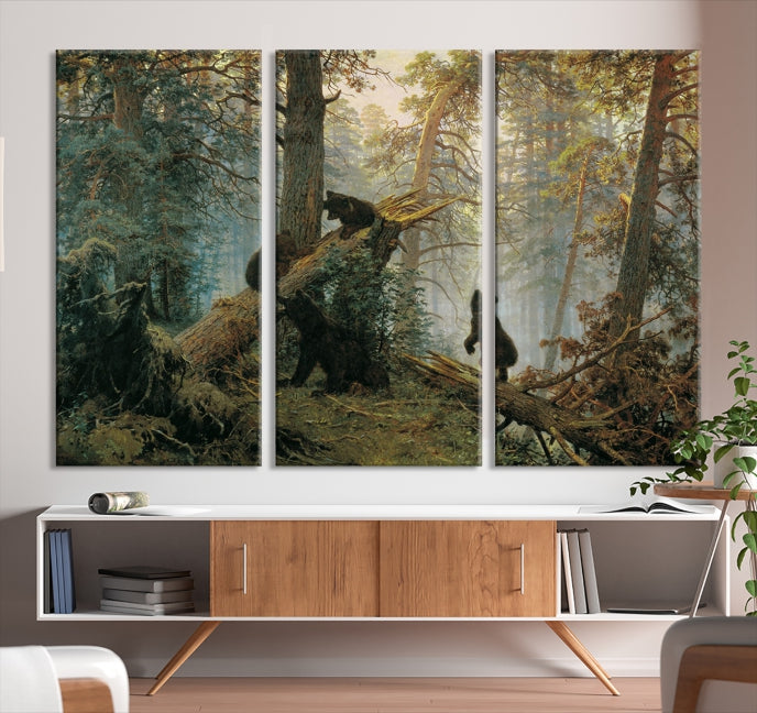 Grizzly Bear Cubs Wall Art Canvas Print