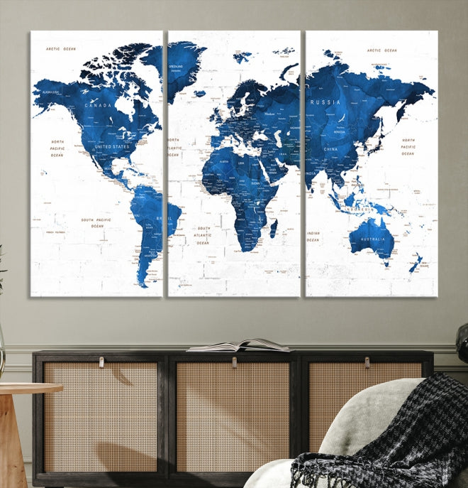 Wall Art Printing World Map Push Pin Prints On Canvas