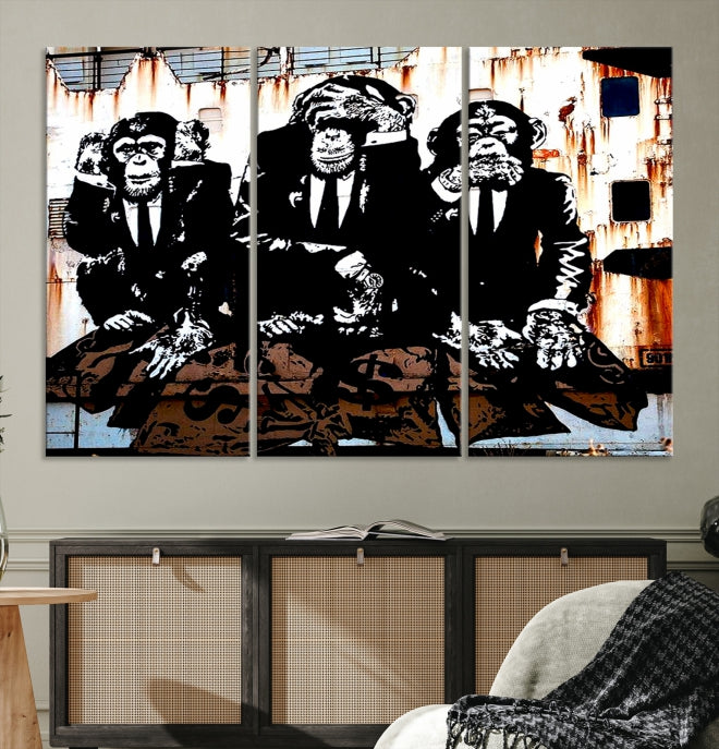 3 Wise Monkeys Wall Art Graffiti Wall Art Canvas Print