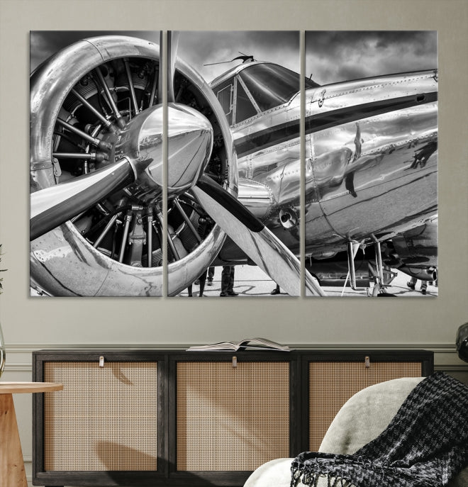 Vintage Antique Airplanet Wall Art Canvas Print