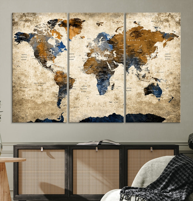 Obra maestra del mapa mundial de abulón Lienzo grande