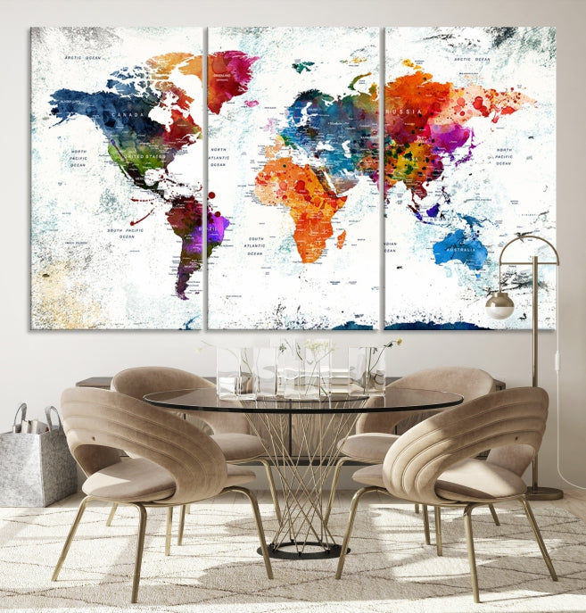 Unique Wall Art World Map Canvas Print