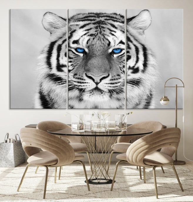 Impression sur toile d'animal d'art mural de tigre noir et blanc