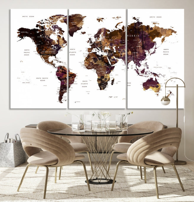 World Map Painting World Map Wall Art Canvas Print