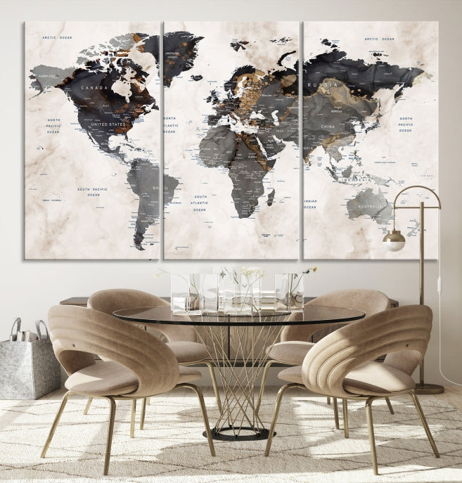 Grunge World Map Wall Art Canvas Print