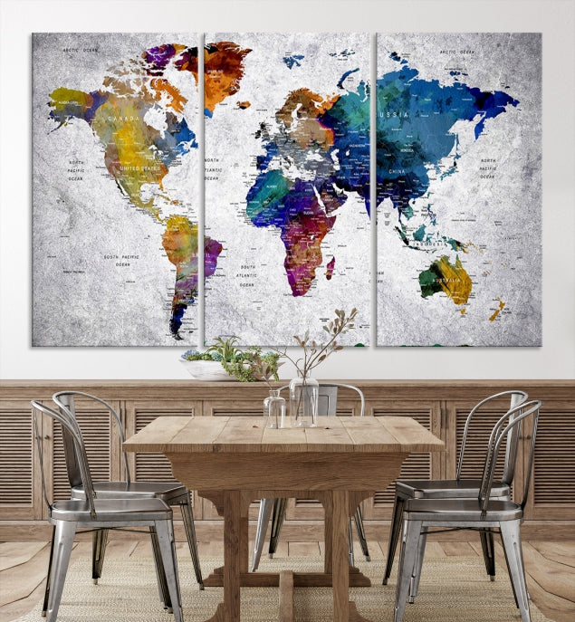 World Map Art Canvas Print