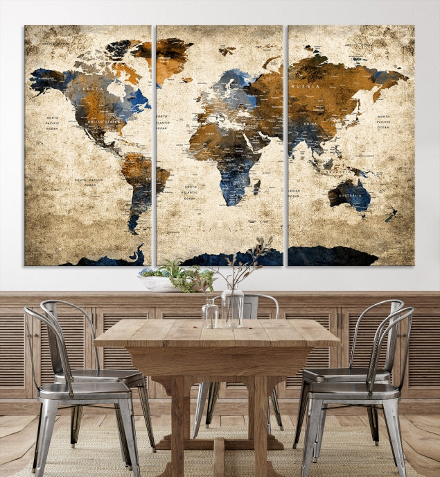 Grunge Old World Map Wall Art Canvas Print