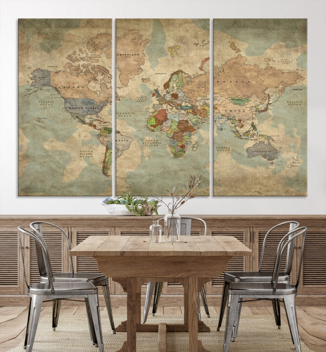 Elegant World Map Canvas Print