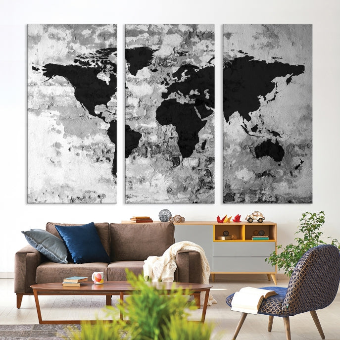 Art mural carte du monde aquarelle toile impression carte du monde affiche impression