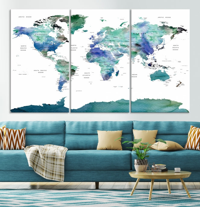 Impression d'art mural carte du monde punaises impressions sur toile l'image voyage carte du monde photos pour
