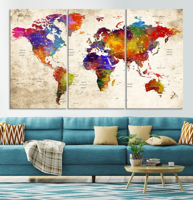 Wall Art World Map Canvas Print